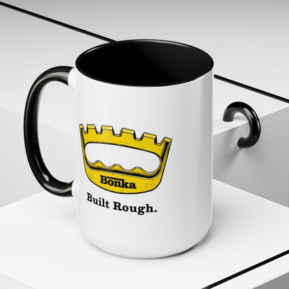 Bonka 'Built Rough' Accent Coffee Mug – Retro Tool Logo Ceramic Mug (11/15oz)