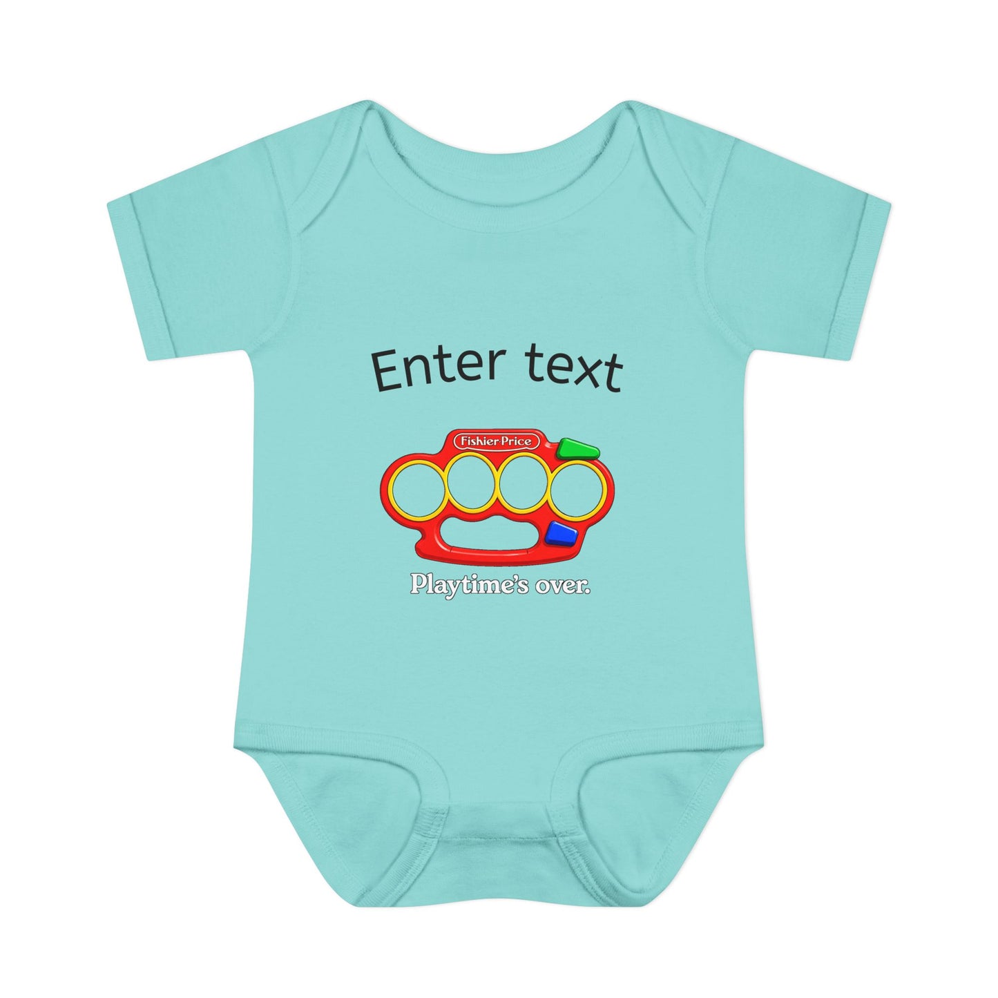 Infant Bodysuit with Colorful Toy Rattle Graphic — "Playtime Over" Baby Onesie