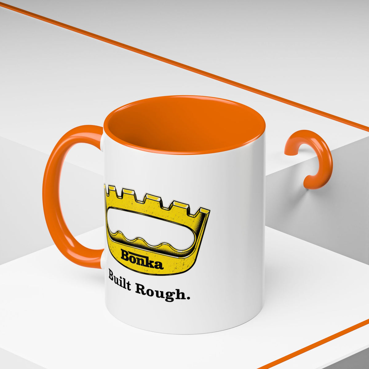 Bonka 'Built Rough' Accent Coffee Mug – Retro Tool Logo Ceramic Mug (11/15oz)