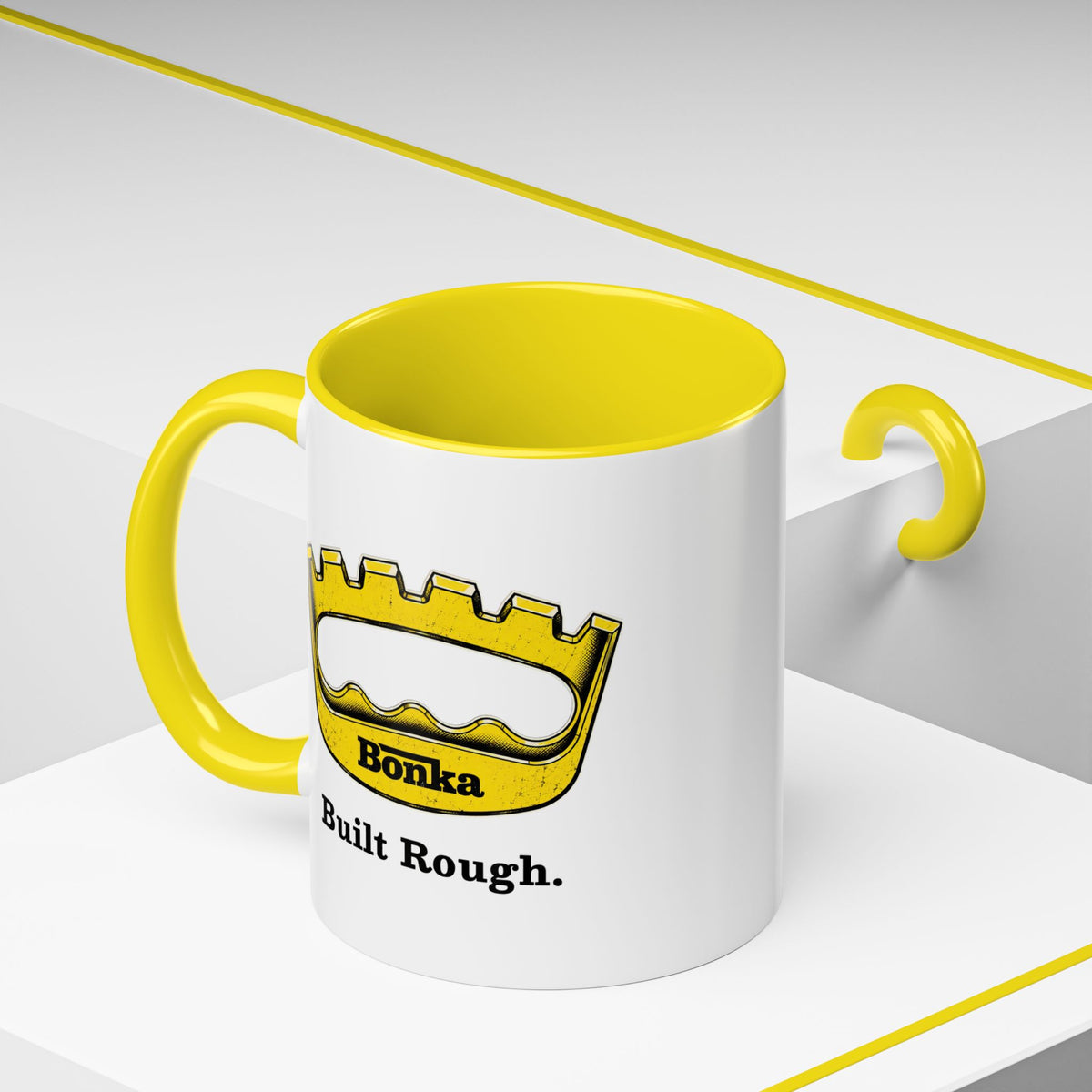 Bonka 'Built Rough' Accent Coffee Mug – Retro Tool Logo Ceramic Mug (11/15oz)