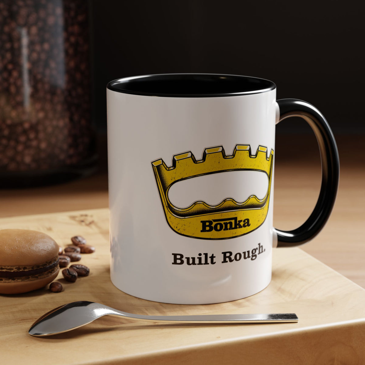 Bonka 'Built Rough' Accent Coffee Mug – Retro Tool Logo Ceramic Mug (11/15oz)