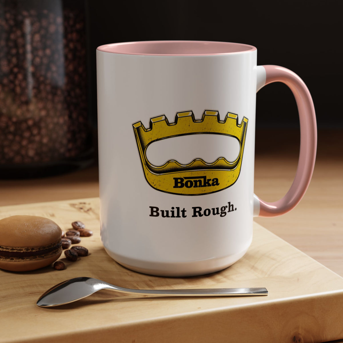 Bonka 'Built Rough' Accent Coffee Mug – Retro Tool Logo Ceramic Mug (11/15oz)