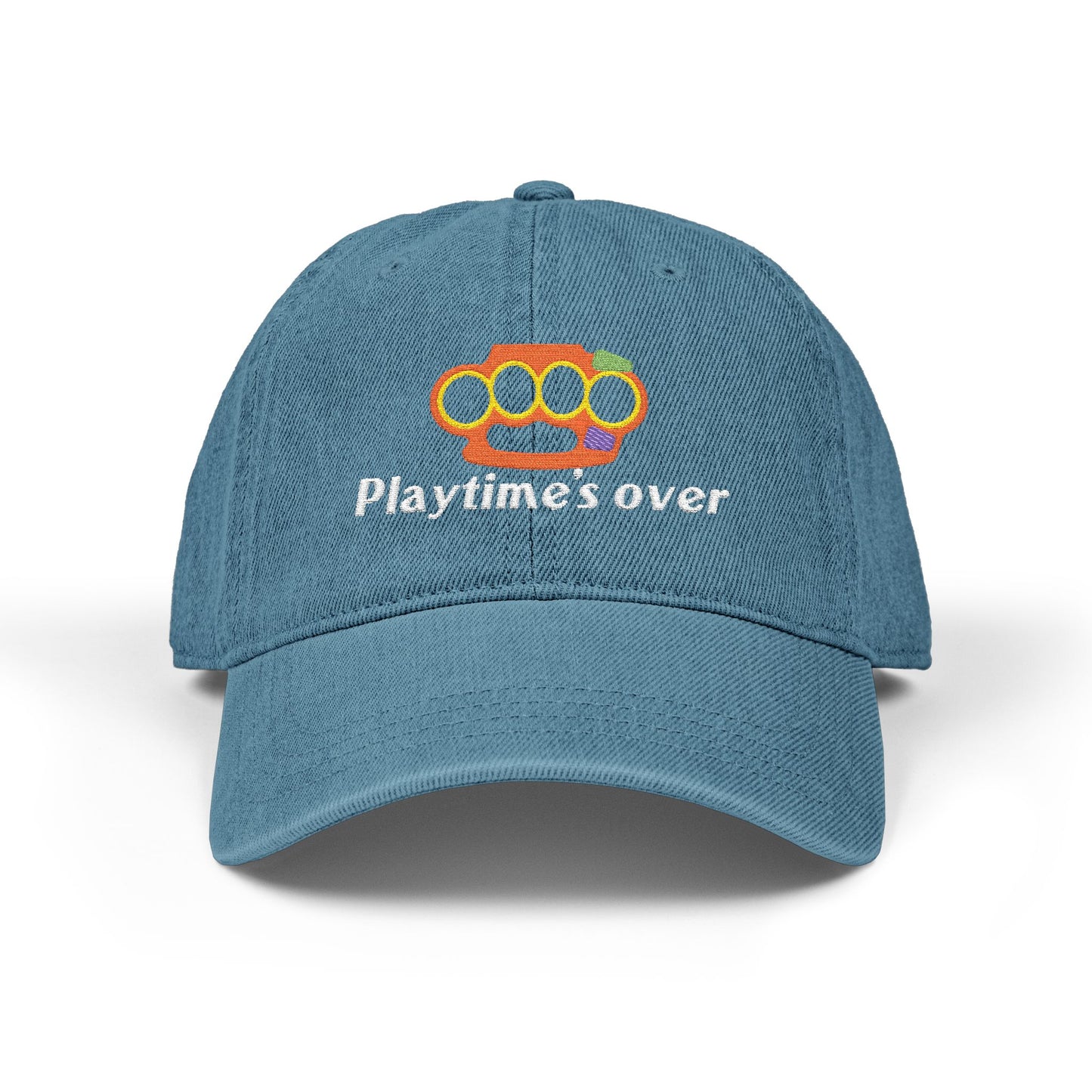 Playtime's Over - Embroidered Denim Cap
