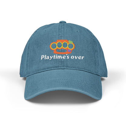Playtime's Over - Embroidered Denim Cap