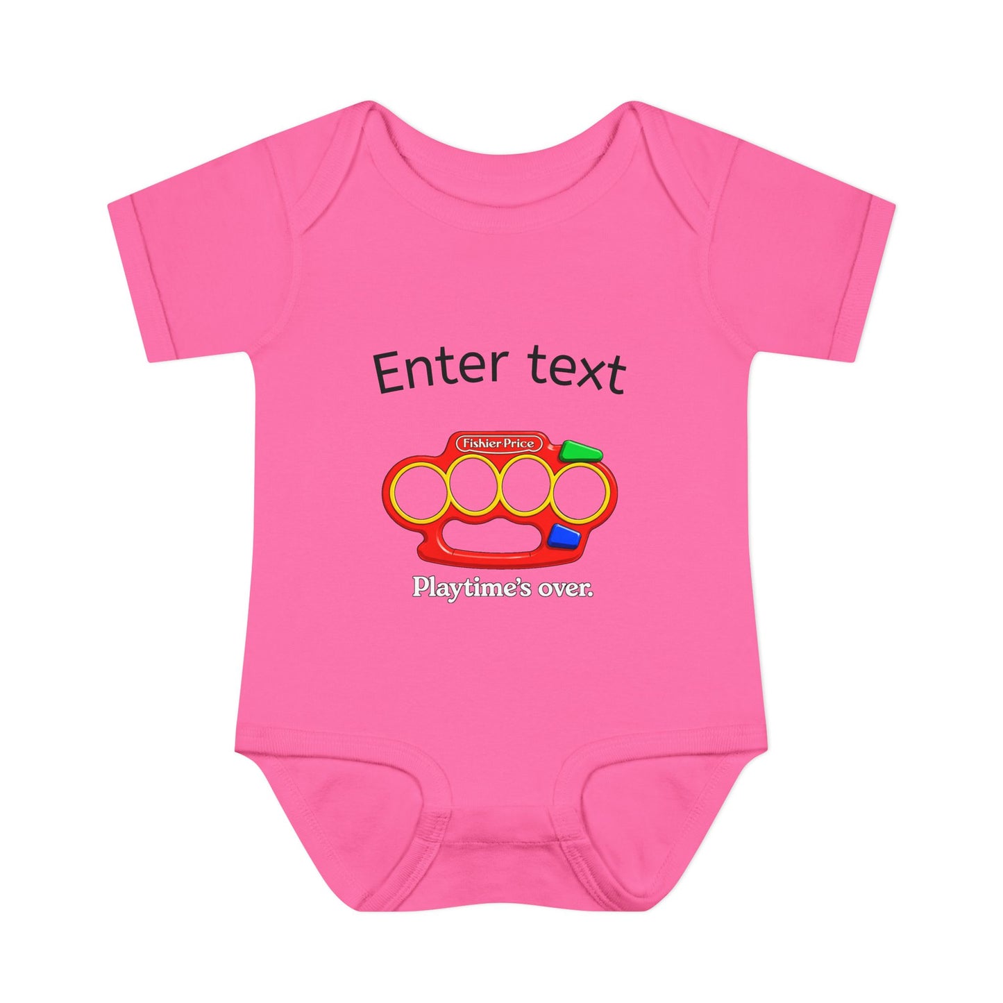 Infant Bodysuit with Colorful Toy Rattle Graphic — "Playtime Over" Baby Onesie