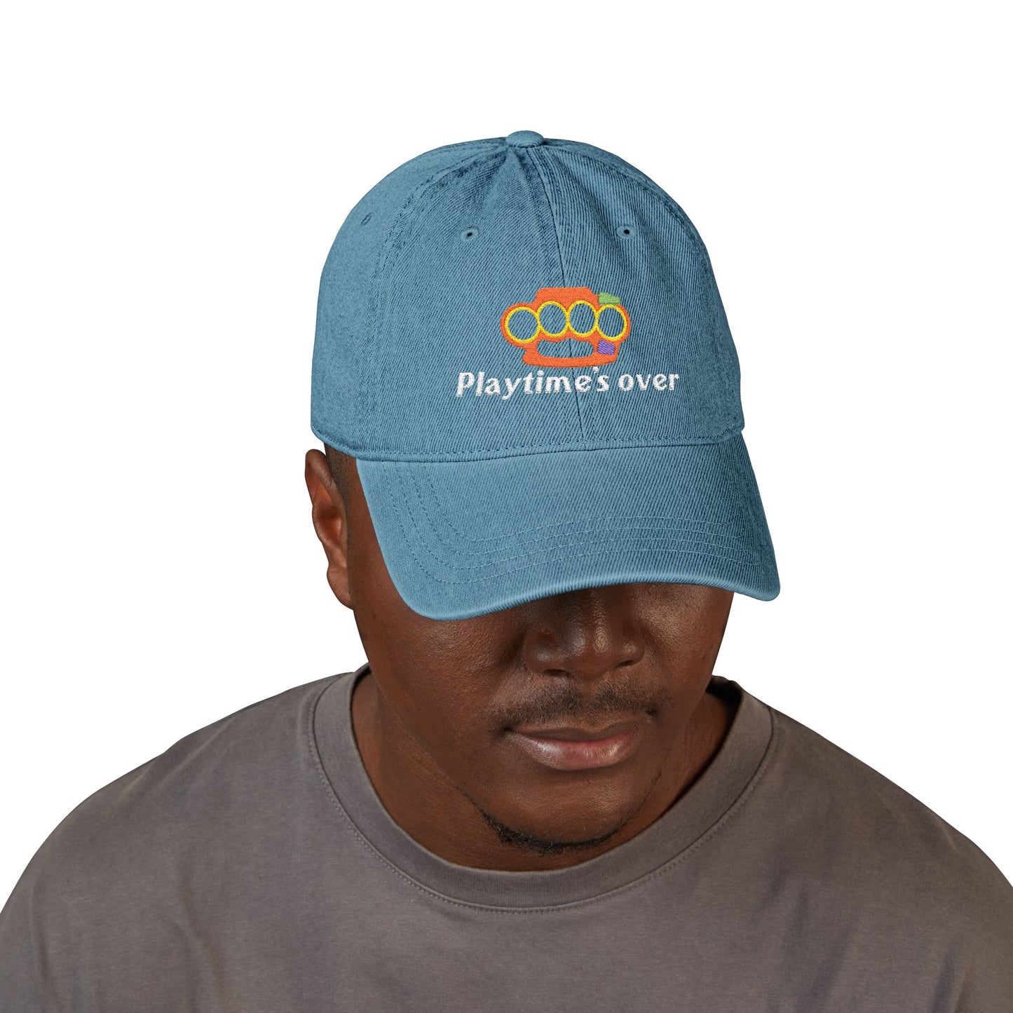 Playtime's Over - Embroidered Denim Cap