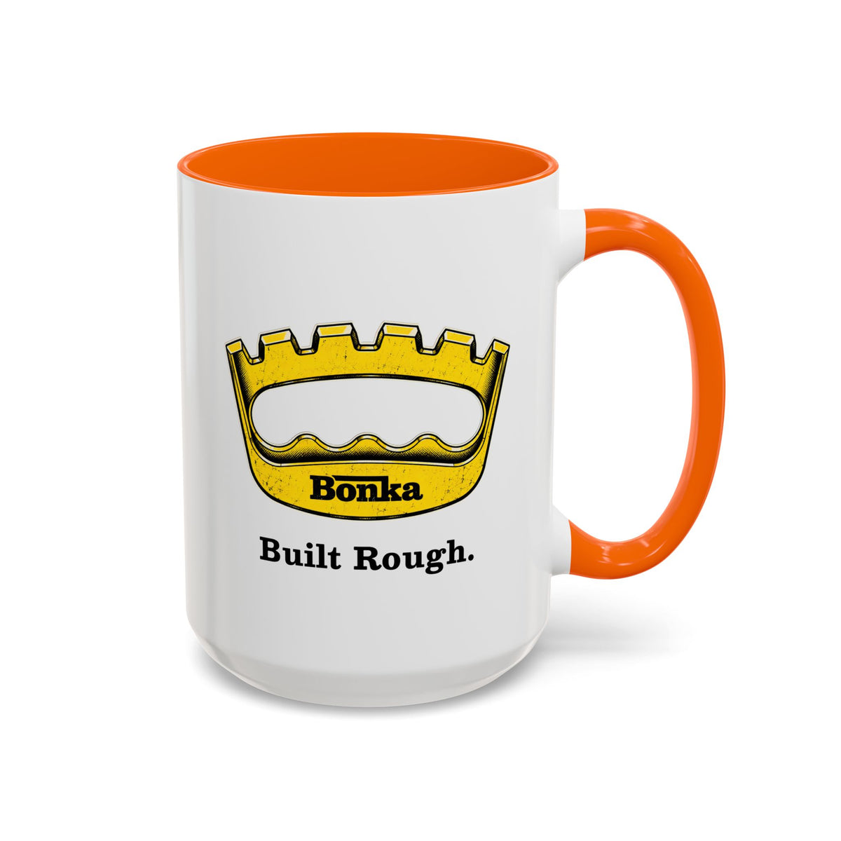 Bonka 'Built Rough' Accent Coffee Mug – Retro Tool Logo Ceramic Mug (11/15oz)