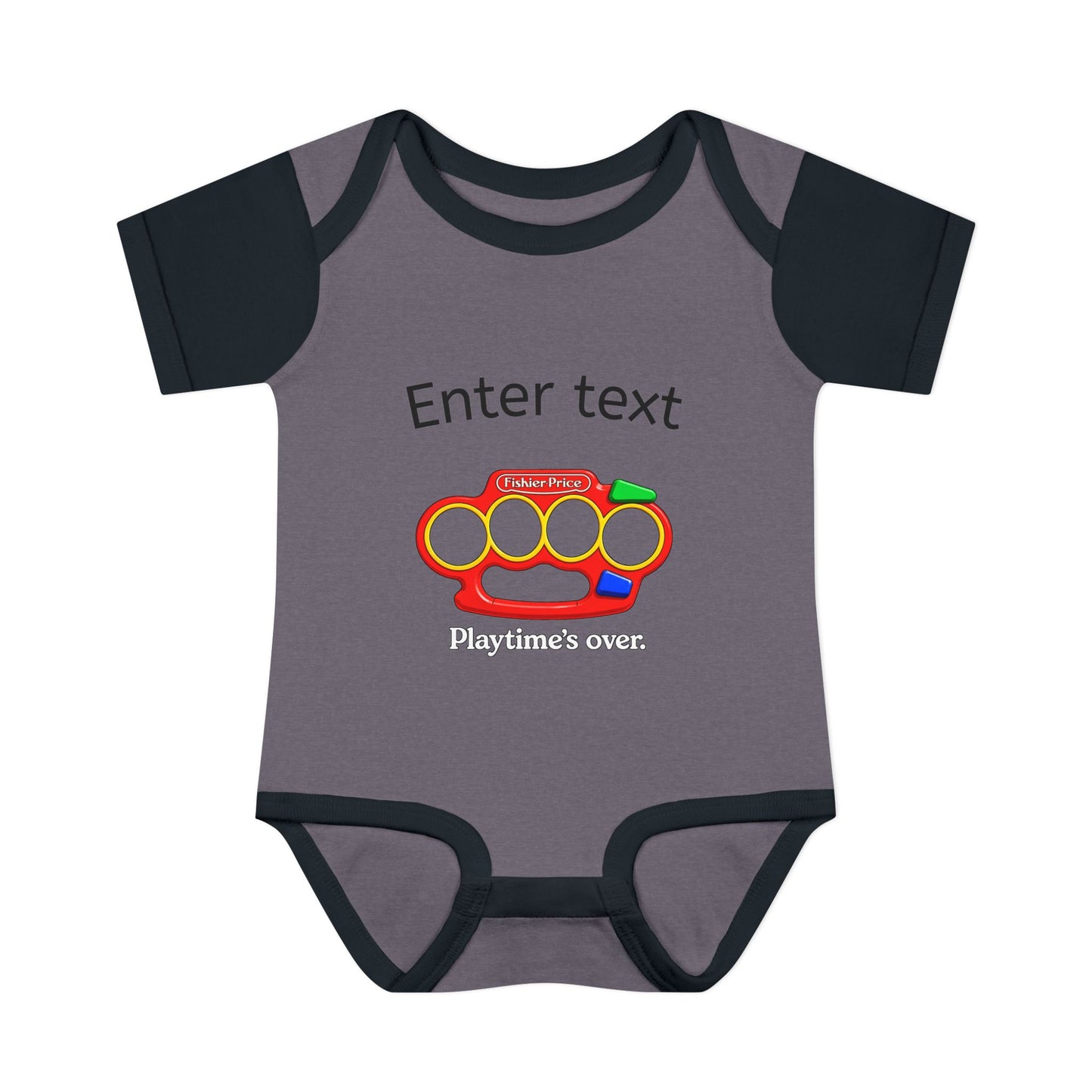 Infant Bodysuit with Colorful Toy Rattle Graphic — "Playtime Over" Baby Onesie