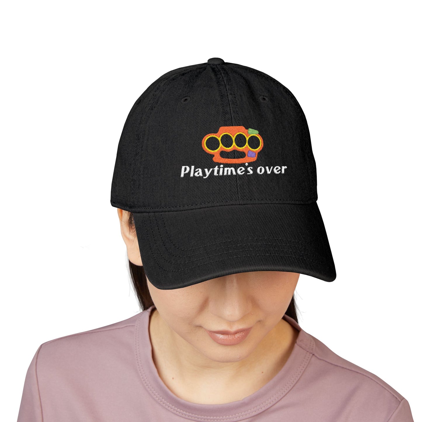 Playtime's Over - Embroidered Denim Cap
