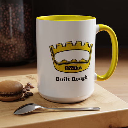 Bonka 'Built Rough' Accent Coffee Mug – Retro Tool Logo Ceramic Mug (11/15oz)