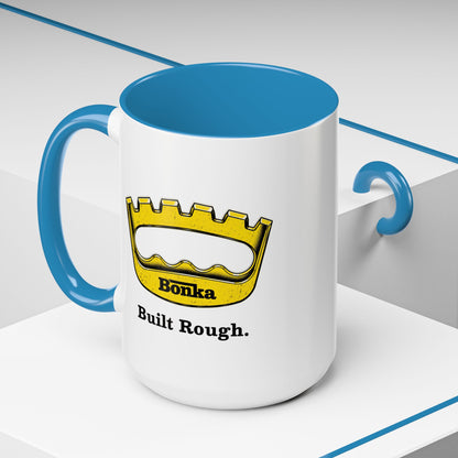 Bonka 'Built Rough' Accent Coffee Mug – Retro Tool Logo Ceramic Mug (11/15oz)