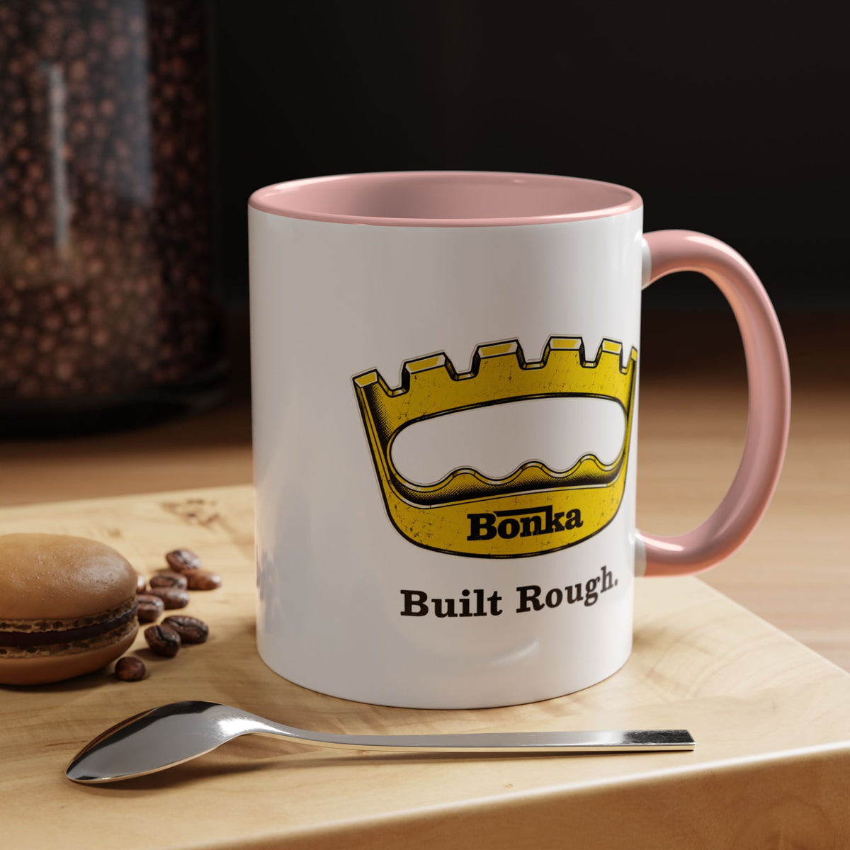 Bonka 'Built Rough' Accent Coffee Mug – Retro Tool Logo Ceramic Mug (11/15oz)