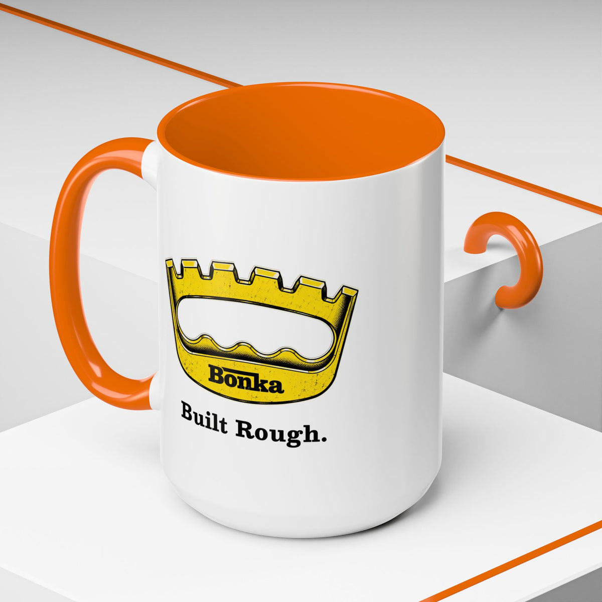 Bonka 'Built Rough' Accent Coffee Mug – Retro Tool Logo Ceramic Mug (11/15oz)