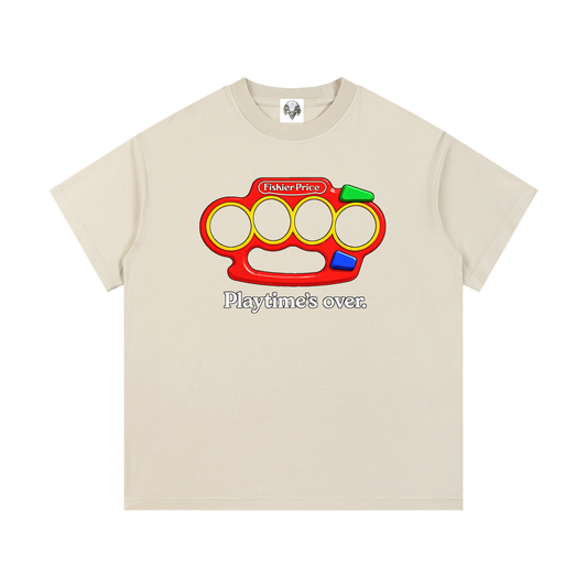 "Playtime's Over" Vintage Wash Cotton T-Shirt
