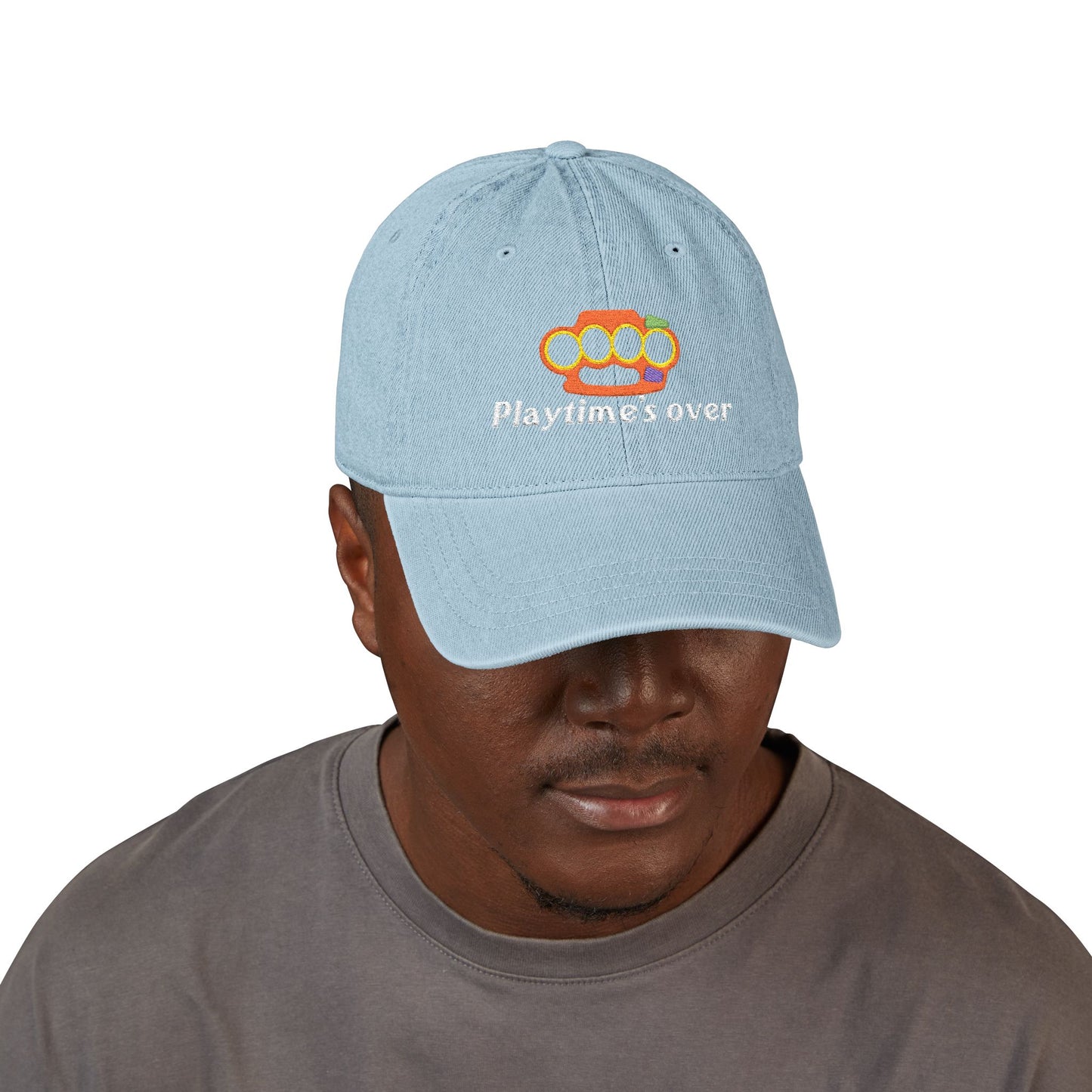 Playtime's Over - Embroidered Denim Cap