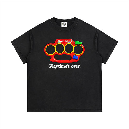 "Playtime's Over" Vintage Wash Cotton T-Shirt